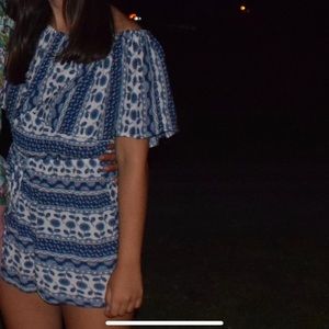 Blue Off-Shoulder Romper